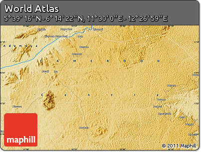Physical Map of the Area around 5° 56' 49" N, 11° 58' 29" E