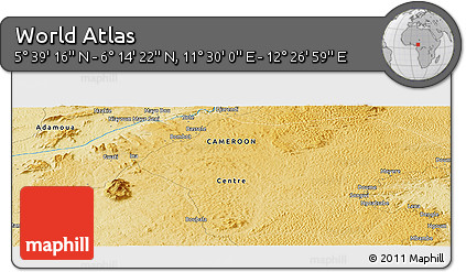 Physical Panoramic Map of the Area around 5° 56' 49" N, 11° 58' 29" E