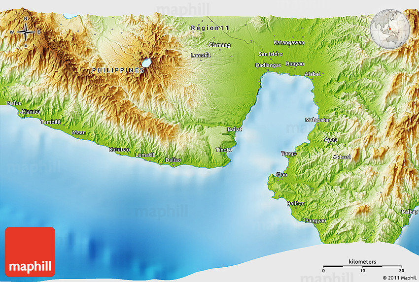 General Santos City Map Satellite Physical 3D Map Of General Santos