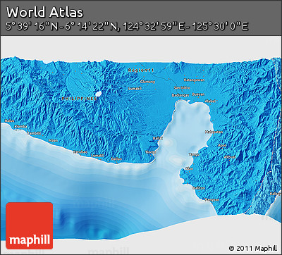 Political 3D Map of the Area around 5° 56' 49" N, 125° 1' 30" E
