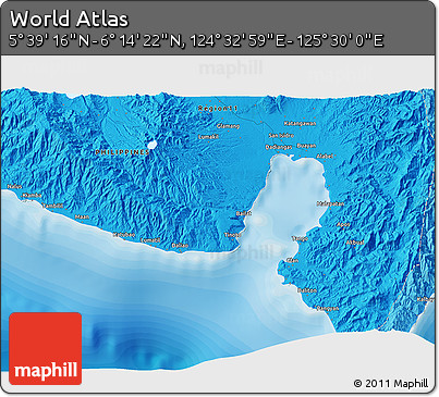 Political 3D Map of the Area around 5° 56' 49" N, 125° 1' 30" E