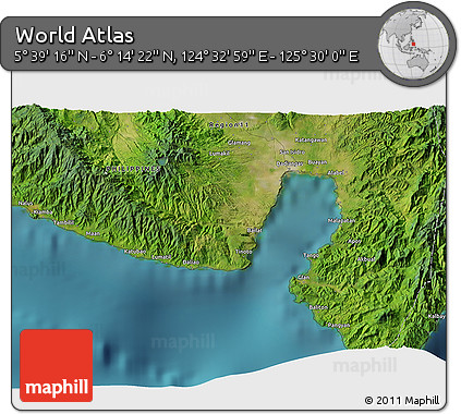 Satellite 3D Map of the Area around 5° 56' 49" N, 125° 1' 30" E