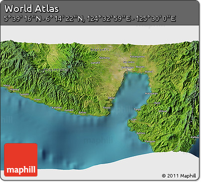Satellite 3D Map of the Area around 5° 56' 49" N, 125° 1' 30" E