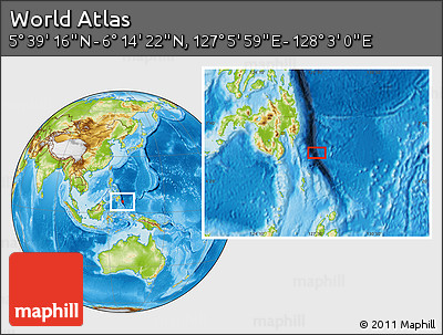 Physical Location Map of the Area around 5° 56' 49" N, 127° 34' 30" E