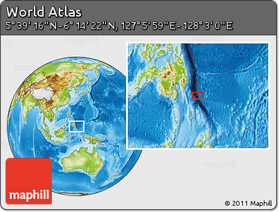 Physical Location Map of the Area around 5° 56' 49" N, 127° 34' 30" E