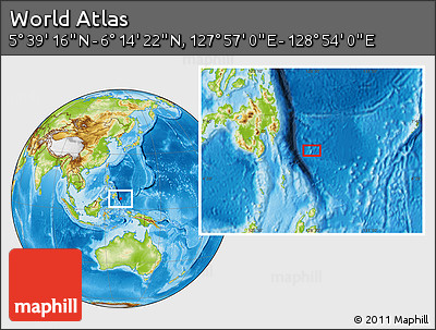 Physical Location Map of the Area around 5° 56' 49" N, 128° 25' 30" E
