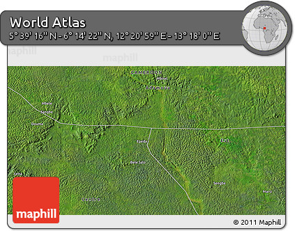 Satellite 3D Map of the Area around 5° 56' 49" N, 12° 49' 29" E