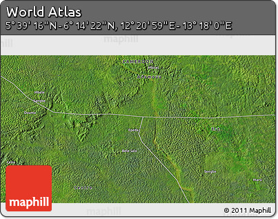 Satellite 3D Map of the Area around 5° 56' 49" N, 12° 49' 29" E