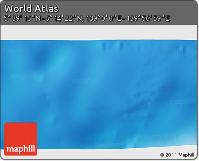 Physical 3D Map of the Area around 5° 56' 49" N, 139° 28' 29" E