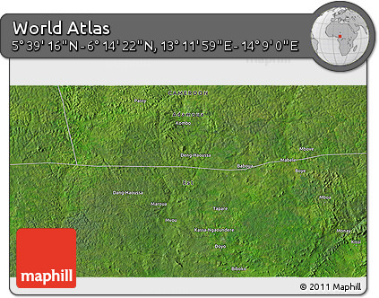 Satellite 3D Map of the Area around 5° 56' 49" N, 13° 40' 30" E