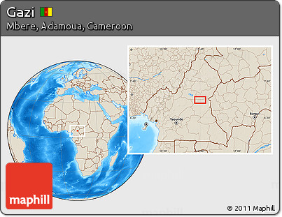 Shaded Relief Location Map of Gazi