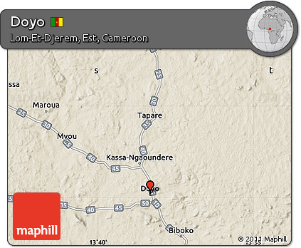 Shaded Relief Map of Doyo
