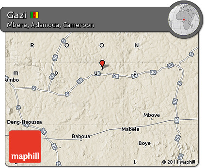 Shaded Relief Map of Gazi