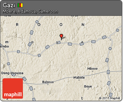 Shaded Relief Map of Gazi