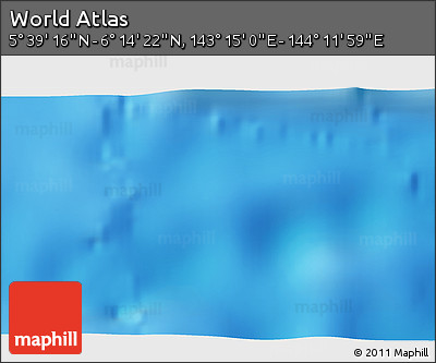 Physical 3D Map of the Area around 5° 56' 49" N, 143° 43' 29" E