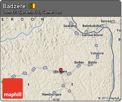 Shaded Relief Map of Badzéré