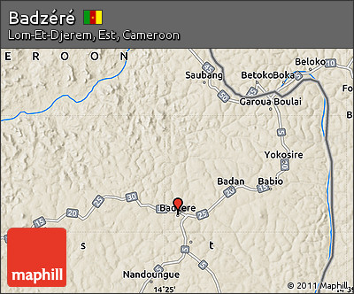 Shaded Relief Map of Badzéré