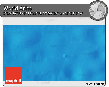 Shaded Relief 3D Map of the Area around 5° 56' 49" N, 14° 22' 30" W