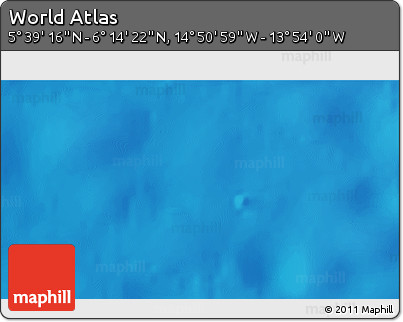 Shaded Relief 3D Map of the Area around 5° 56' 49" N, 14° 22' 30" W