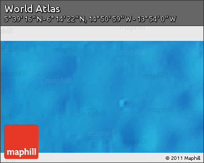 Shaded Relief 3D Map of the Area around 5° 56' 49" N, 14° 22' 30" W