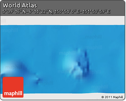 Physical 3D Map of the Area around 5° 56' 49" N, 151° 22' 30" E