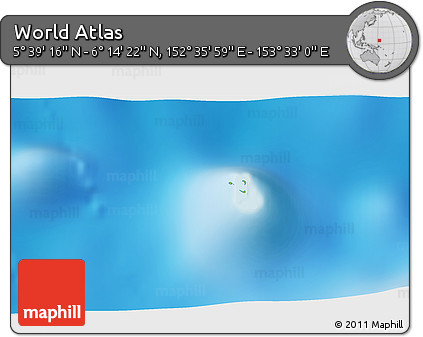 Physical 3D Map of the Area around 5° 56' 49" N, 153° 4' 29" E