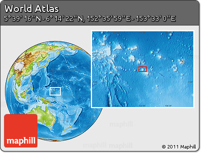 Physical Location Map of the Area around 5° 56' 49" N, 153° 4' 29" E