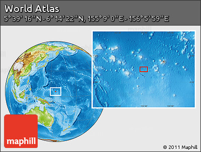 Physical Location Map of the Area around 5° 56' 49" N, 155° 37' 30" E