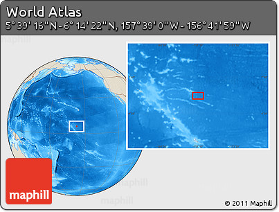 Shaded Relief Location Map of the Area around 5° 56' 49" N, 157° 10' 30" W