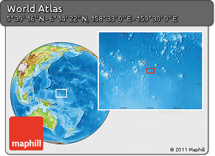 Physical Location Map of the Area around 5° 56' 49" N, 159° 1' 30" E