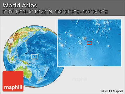 Physical Location Map of the Area around 5° 56' 49" N, 159° 1' 30" E