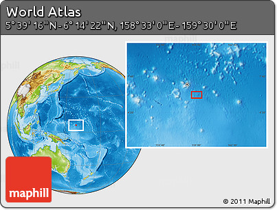 Physical Location Map of the Area around 5° 56' 49" N, 159° 1' 30" E