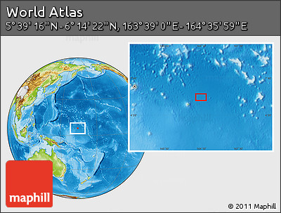 Physical Location Map of the Area around 5° 56' 49" N, 164° 7' 30" E
