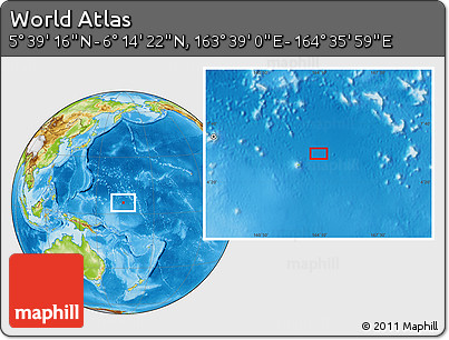 Physical Location Map of the Area around 5° 56' 49" N, 164° 7' 30" E