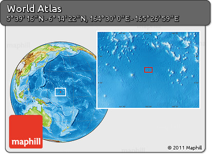 Physical Location Map of the Area around 5° 56' 49" N, 164° 58' 29" E