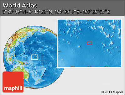 Physical Location Map of the Area around 5° 56' 49" N, 164° 58' 29" E