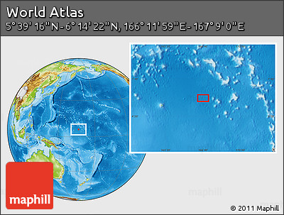 Physical Location Map of the Area around 5° 56' 49" N, 166° 40' 30" E