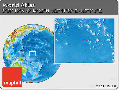 Physical Location Map of the Area around 5° 56' 49" N, 166° 40' 30" E