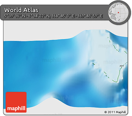 Physical 3D Map of the Area around 5° 56' 49" N, 169° 13' 29" E