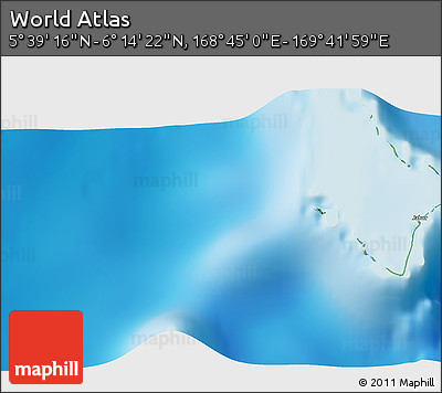 Physical 3D Map of the Area around 5° 56' 49" N, 169° 13' 29" E