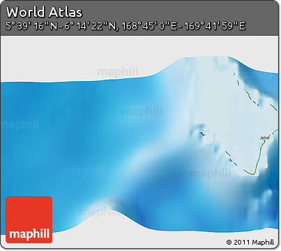 Physical 3D Map of the Area around 5° 56' 49" N, 169° 13' 29" E