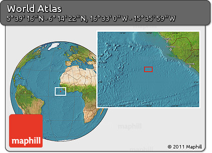 Satellite Location Map of the Area around 5° 56' 49" N, 16° 4' 29" W