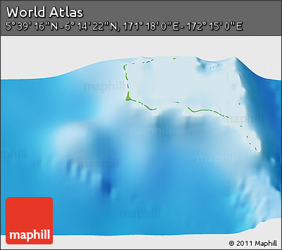 Physical 3D Map of the Area around 5° 56' 49" N, 171° 46' 30" E