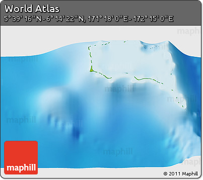 Physical 3D Map of the Area around 5° 56' 49" N, 171° 46' 30" E