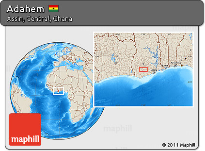 Shaded Relief Location Map of Adahem