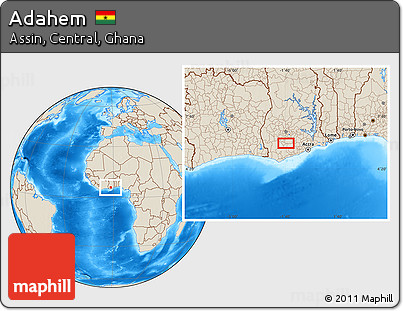 Shaded Relief Location Map of Adahem