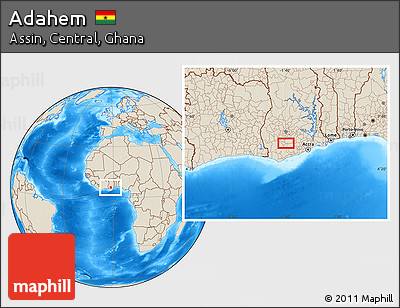 Shaded Relief Location Map of Adahem