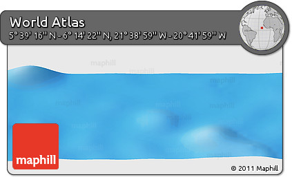 Physical Panoramic Map of the Area around 5° 56' 49" N, 21° 10' 29" W