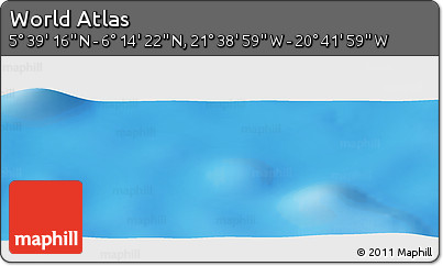Physical Panoramic Map of the Area around 5° 56' 49" N, 21° 10' 29" W