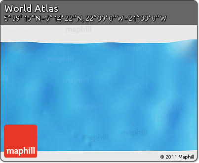 Physical 3D Map of the Area around 5° 56' 49" N, 22° 1' 29" W